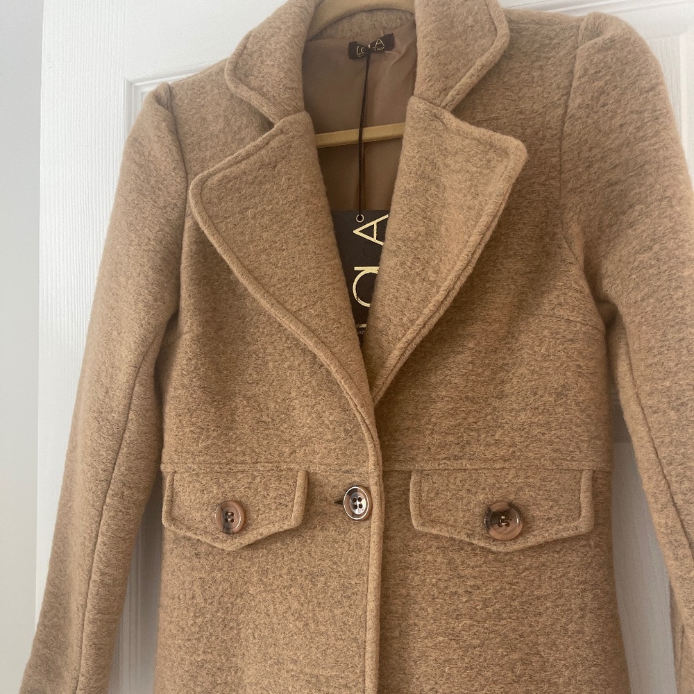 NWT LOLA Tan Italian Peacoat XS / S